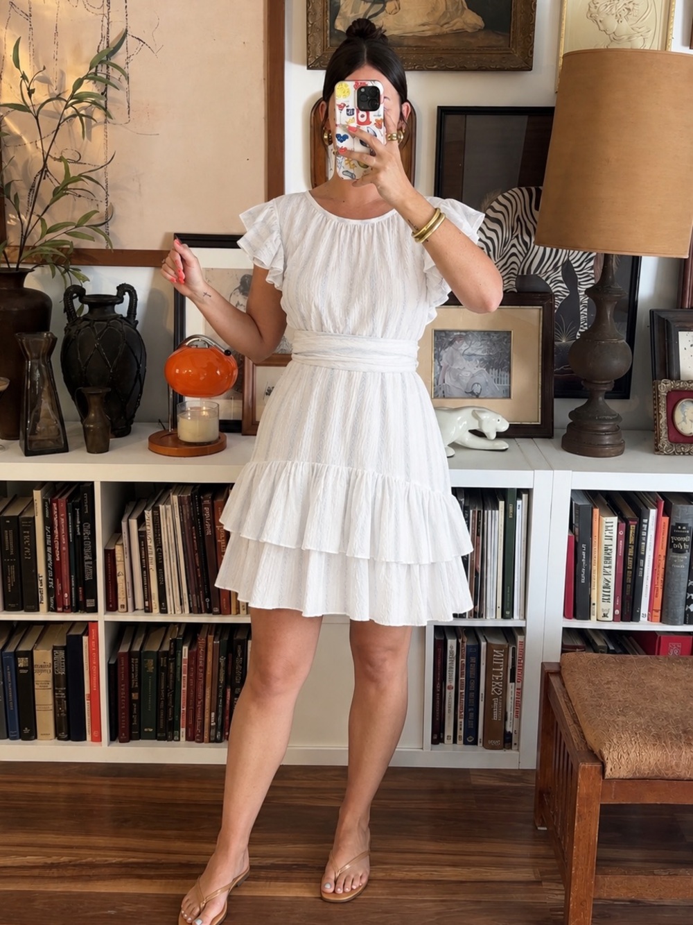 Rebecca Taylor Light Blue and White Striped Gauze Dress